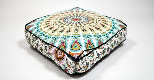 ICC Mandala Floor Pillow Cushions Cover Seating Throw Covers Hippie Decorative Bohemian Ottoman Poufs Cases Boho Indian Large Pouf Decor Kids Cushion Case Meditation Zipped 24 Inches Square Musturd - Bloomnest