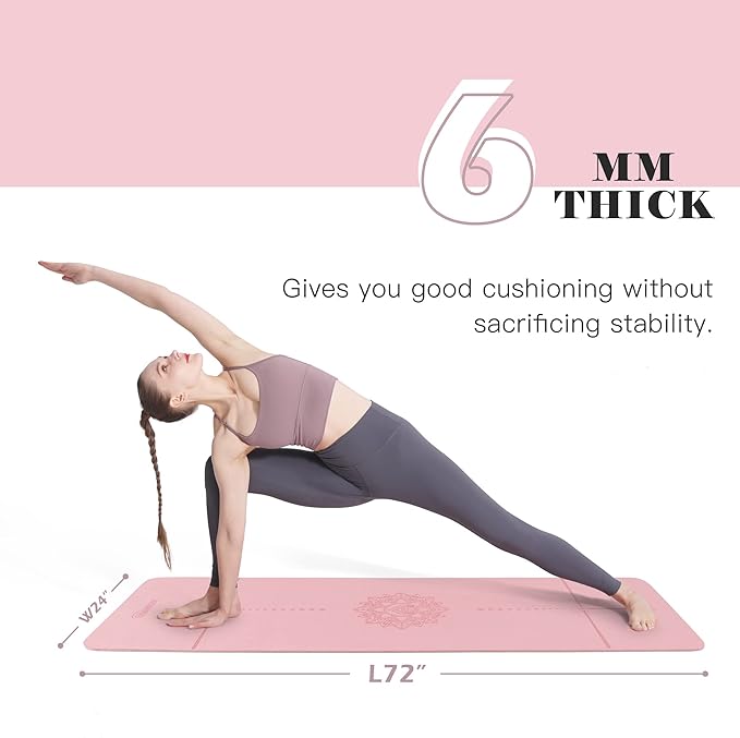 Yoga Mat Non Slip, Pilates Fitness Mats, Eco Friendly, Anti-Tear 1/4" Thick Yoga Mats for Women, Exercise Mats for Home Workout with Carrying Sling and Storage Bag - Bloomnest