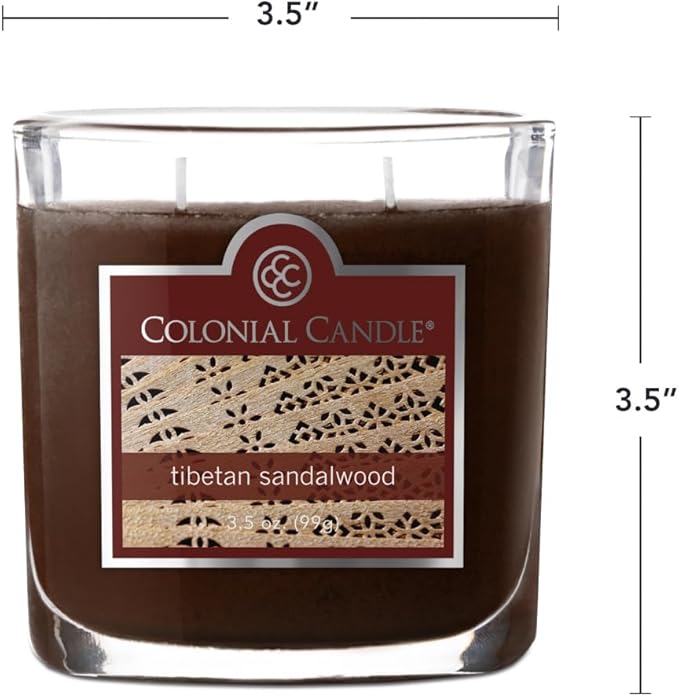Colonial Candle Tibetan Sandalwood Scented Jar Candle, 2 Wick, 3.5 oz, Mottled Wax Candle (Pack of 4) - Bloomnest