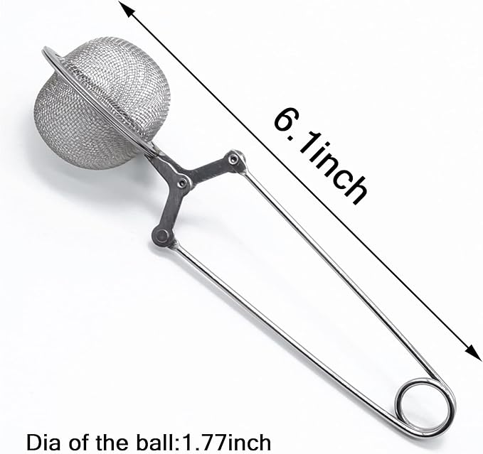 TIHOOD 10PCS Snap Tea Infuser,Stainless Steel Mesh Ball Tea Strainer with Handle for Loose Tea Leaf Pincer Tea Ball Tea Filter Tong - Bloomnest