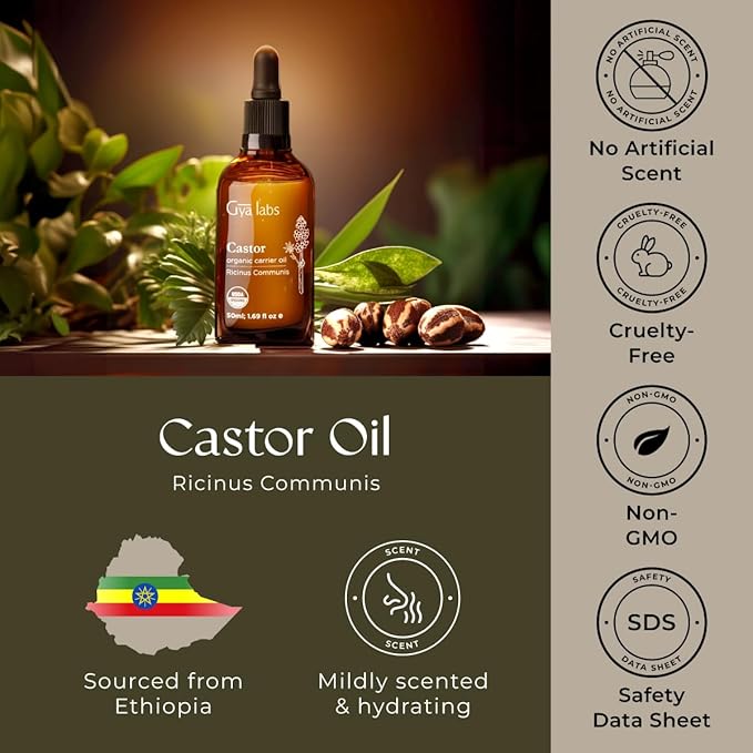 Gya Labs Castor Carrier Oil - 1.7 Fl Oz - for Hair, Skin, Face, Scalp & Body Massage - Bloomnest