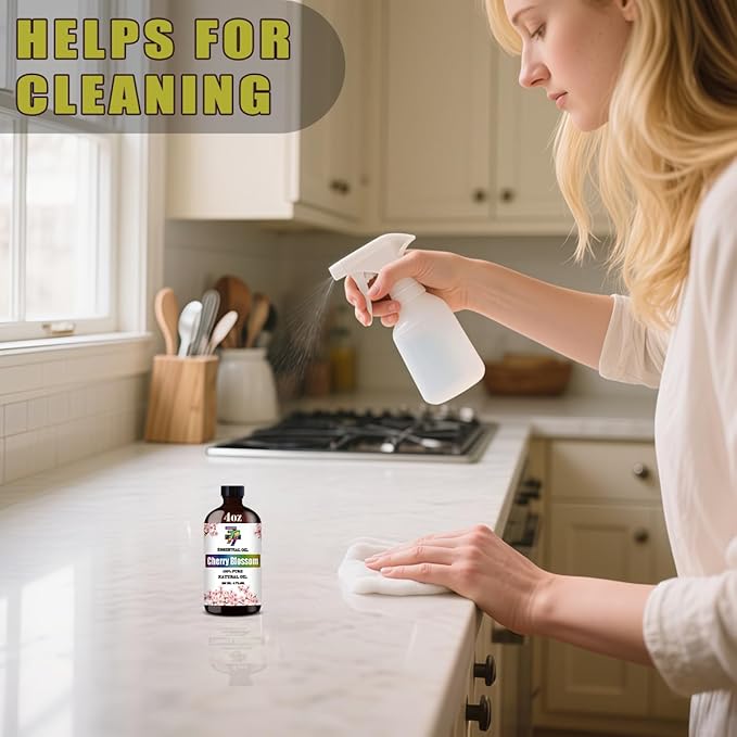 Cherry Blossom Essential Oil (4 oz/120 ml) — Cherry Blossom Oils for Aromatherapy, diffusers, humidifiers, Home fragrances, DIY Skincare, soap Making, DIY Candle, Relaxation, Yoga, and Meditation - Bloomnest