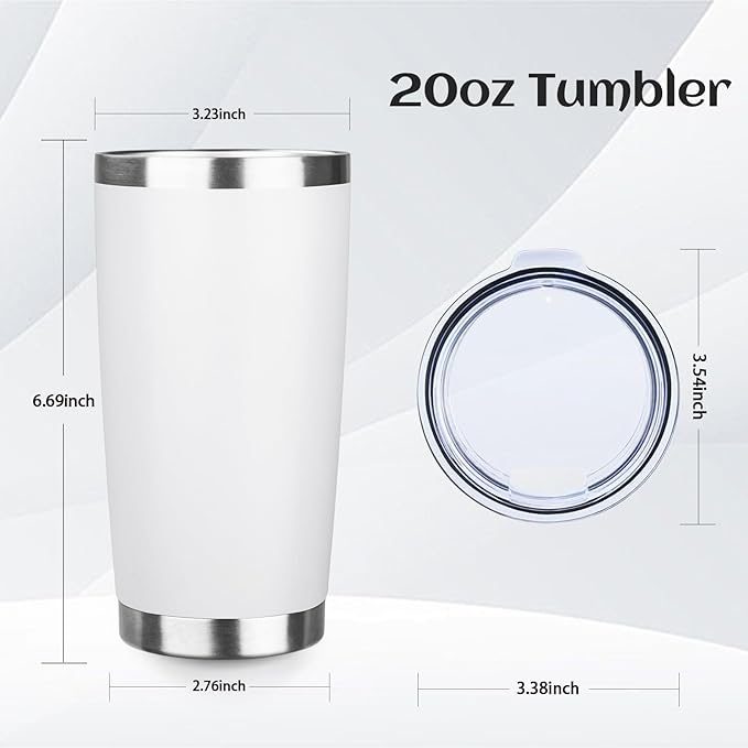 StarSpeed 20oz Tumbler Bulk with Lid, Stainless Steel Insulated Tumblers Double Wall Vacuum Insulated Travel Mug, Powder Coated Coffee Cups for Hot and Cold Drinks(White,6) - Bloomnest