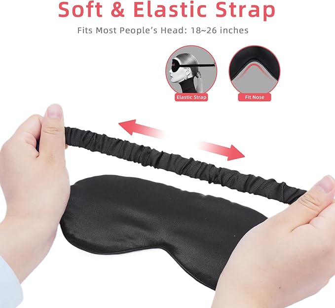 4 Pack Eye Mask for Sleeping Silky Funny Soft Satin Sleep Shade Cover Blindfold with Elastic Strap Travel Nap Blackout for Women Men - Bloomnest