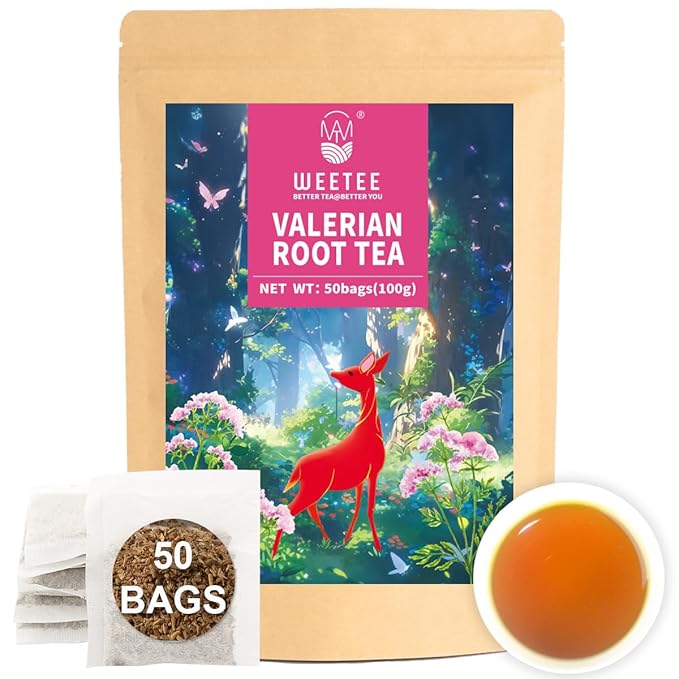 WT WEETEE Valerian Root Tea Bags, Made with Pure Valerian Root (Valeriana), 50 Count Earthy/Woody Herbal Tea Bags, Naturally Caffeine-free - Bloomnest
