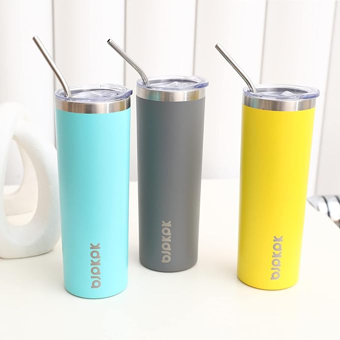 BJPKPK 20 oz Skinny Tumbler Stainless Steel Coffee Mug Slim Vacuum Insulated Travel Cup,Turquoise - Bloomnest