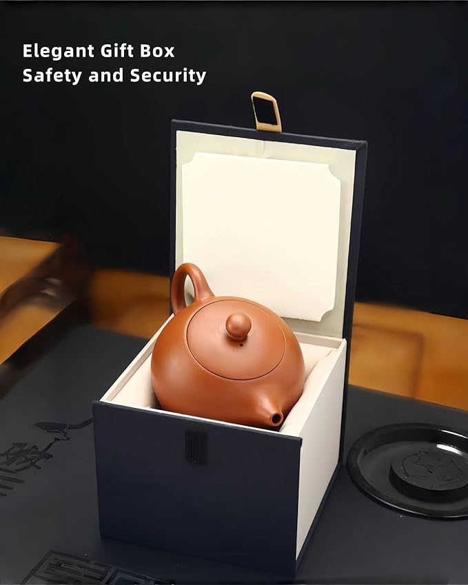 Chinese Clay Teapot, Yixing Xishi Zisha Tea Pot, Handmade Pottery Purple Sand Mud Kungfu Tea Set Kettle,14oz Zhuni - Bloomnest