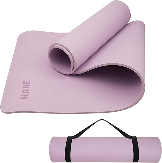 HAHE Yoga Mat Thick (8MM,1/3"), Eco-Friendly POE Non Slip Yoga Mat, High Rebound & Shock Absorption, Anti-Tear & Sweat-Resistant for Yoga, Fitness, Home, Workouts, Large Pilates Mats 72"x24" with Carrying Strap - Bloomnest
