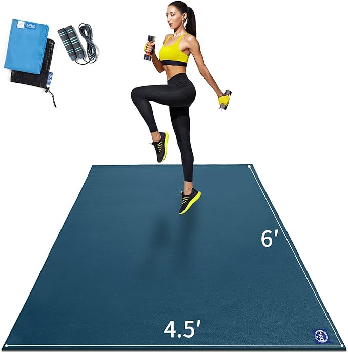 MRO Extra Large Exercise Mat For Home Gym, 8'x4.5'/7'x4.5'/6'x4.5'(7mm) Workout Mats for Gym Flooring, Non-Slip, Extra Thick Durable Cardio Mat, Ideal for Plyo, Weights, MMA, Jump Rope -Shoe Friendly - Bloomnest