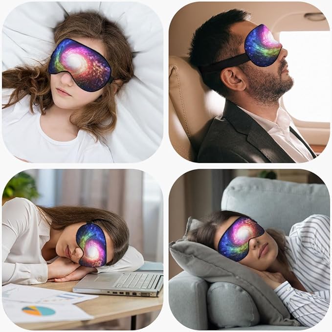 Starry Sky Silk Sleep Mask Mysterious Interstellar Universe Shining Soft Eye Shade Cover for Men Women Boy Girl Airplane Travel with Elastic Strap - Bloomnest