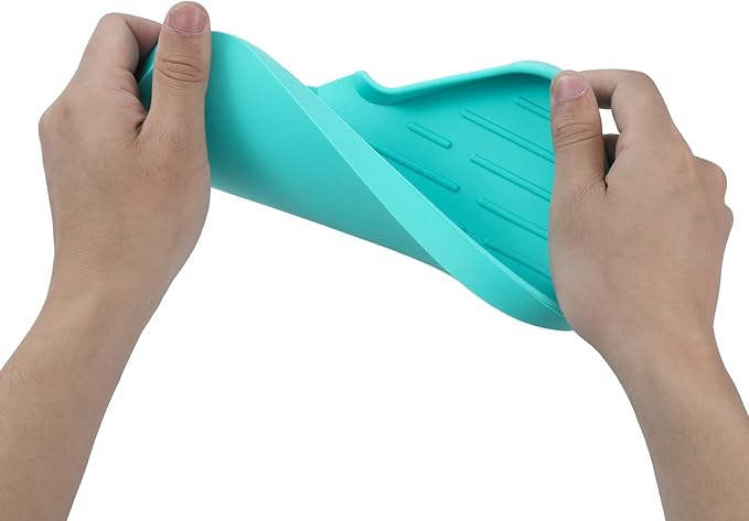 Silicone Bathroom Soap Dishes with Drain Spout-Bathroom and Kitchen Sink Organizer,Sponge Holder,Dish Soap Tray,Perfect for Dispenser,Scrubber,Bottle,Cup on Sink or Counter-Mint 9.6"×5.3" - Bloomnest