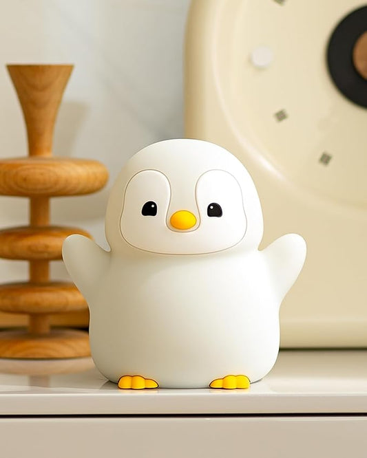 Cute Happy Penguin Night Light, Animal Lamp, Food Grade Silicone, Rechargeable, 2 Level Dimmable, Squishy Nursery Nightlight for Desk Decor, Funny Gifts Stuff for Boys Girls Baby, White Elephant Gifts - Bloomnest