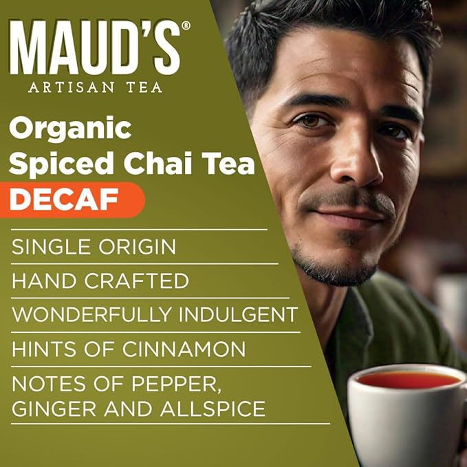 Maud's Organic Decaf Chai Tea Pods, 24 ct, Recyclable Single Serve Tea Pods – 100% Gourmet Blended Tea Leaves, Compatible with Keurig K Cups Maker - Bloomnest