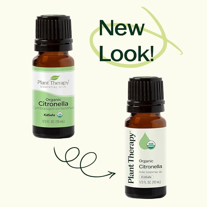 Plant Therapy Citronella Organic Essential Oil 100% Pure, USDA Certified Organic, Undiluted, Natural Aromatherapy, Therapeutic Grade 30 mL (1 oz) - Bloomnest
