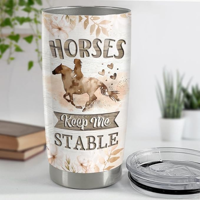 SANDJEST Personalized Horse Tumbler Motivation 20oz 30oz Tumblers with Lid Gift for Women Girl Daughter Sister Animal Lovers Christmas Birthday - Bloomnest