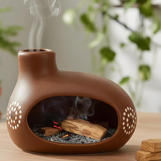 Palo Santo Holder, Chimney Palo Santo Burner, Ceramic Incense Holder with Ash Catcher for Yoga, Meditation, Home Fragrance & Cleansing, Burning Palo Santo Sticks, Cone Incense, Resin, Sage Phymorse