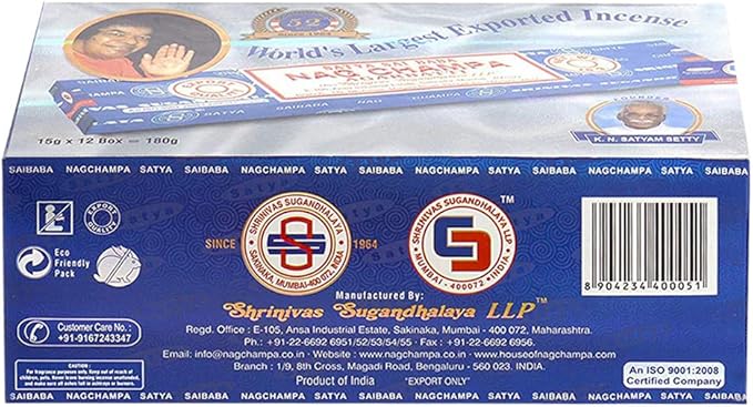 Nag Champa Incense Sticks 15g x 12 and Incense Stick Holder Bundle - Bloomnest