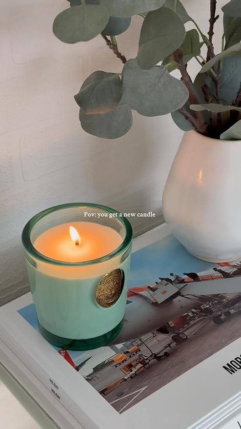 M&SENSE Natural Clean Scented Soy Candle | Fresh Linen & Neon Blue | 9.2 oz, 50H Burn Time | Luxury Scented Candle for Relaxation, Gifting, Home Décor | Ideal for Bedroom, Office, Party Ambiance - Bloomnest