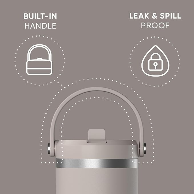Hydrapeak Nomad 32 oz Tumbler with Handle and Straw Lid, Leakproof, Double Insulated, 32oz Cup Stainless Steel (Mocha) - Bloomnest