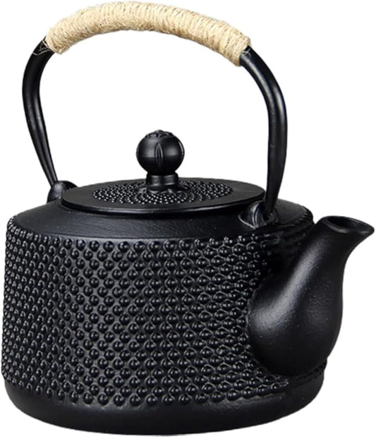 Sturdy Cast Iron Teapot with Anti-scald Handle and Loose Leaf Infuser Small Metal Tea Pot for Home Office Outdoor Chinese Gongfu Tea Brewing