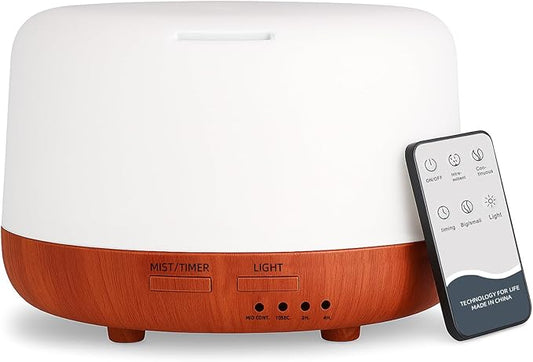 300ML Essential Oil Diffuser,Small Room Aromatherapy Diffuser, Quiet 8H Operation, 7-Color LED Light, 4 Timer, Remote Control, Auto-Off, for Bedroom, Living Room, Kitchen, Yoga, Gifts - Bloomnest