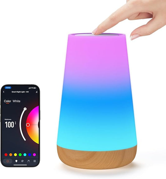 Smart Table Lamp, Dimmable Nursery Night Light with App/Voice Control Compatible with Alexa, Led Desk Lamp with 32 Modes 2700-6500k & Music Sync, Bedside Lamp for Kids with Timer - Bloomnest