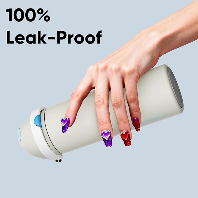 Insulated Water Bottle with Straw - Encool Stainless Steel Water Bottle with Push Button Lid, Leak-Proof & BPA-Free, Keeps Cold for 24 Hours for Sports, Travel, Gym (24 oz, Kangaroo Grey) ENCOOL