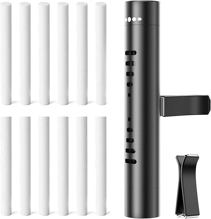 2pcs Car Air Freshener Diffuser Vent Clips，With 12 Odorless Refill Sticks,Essential Oil Car Diffuser Suitablefor:Car,Bathroom,OfficeScenario,Cloakroom,Bedrooms,Present (Black) - Bloomnest