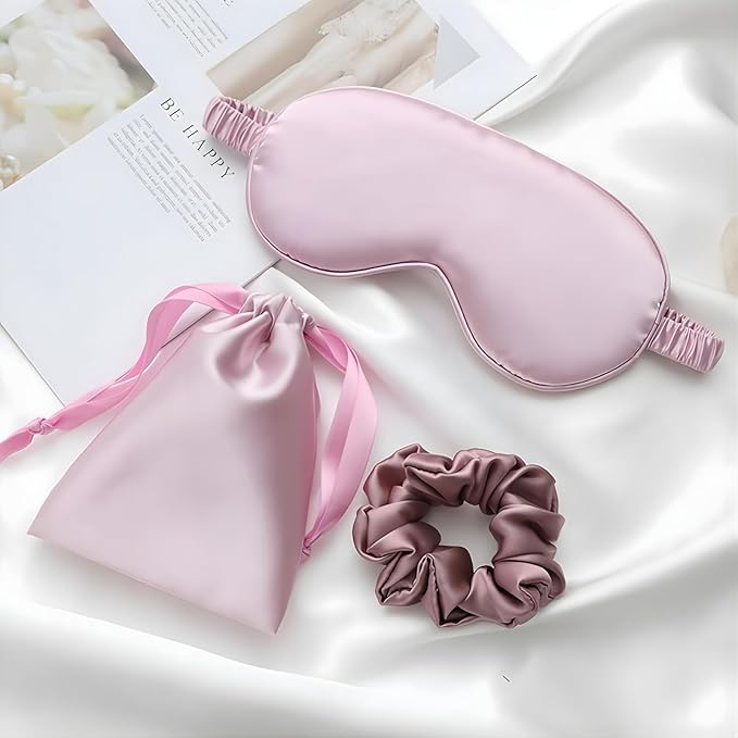 Silk Satin Sleeping Eye Mask, Light Purple Sleep Eye Mask Night Blindfold for Women and Men, Soft Breathable Blackout Eyeshade Eye Cover for Travel, Wedding Bridesmaid Gift - Bloomnest