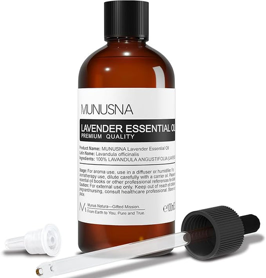Lavender Essential Oil, Pure & Natural Lavender Oil 100ML, Premium Grade Essential Oils for Hair, Body, Skin, Aromatherapy Diffuser, Meditation, Massage, Home, Candle, Soap, Bath Bombs Making - Bloomnest