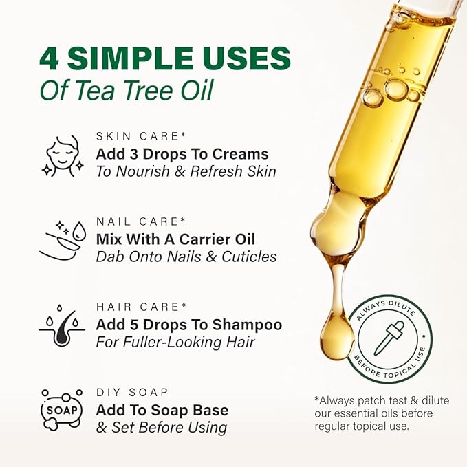 KUKKA Tea Tree Essential Oils - 4 Fl Oz - for Hair, Skin, Diffuser, Aromatherapy & DIY Soap Making Scent - Bloomnest
