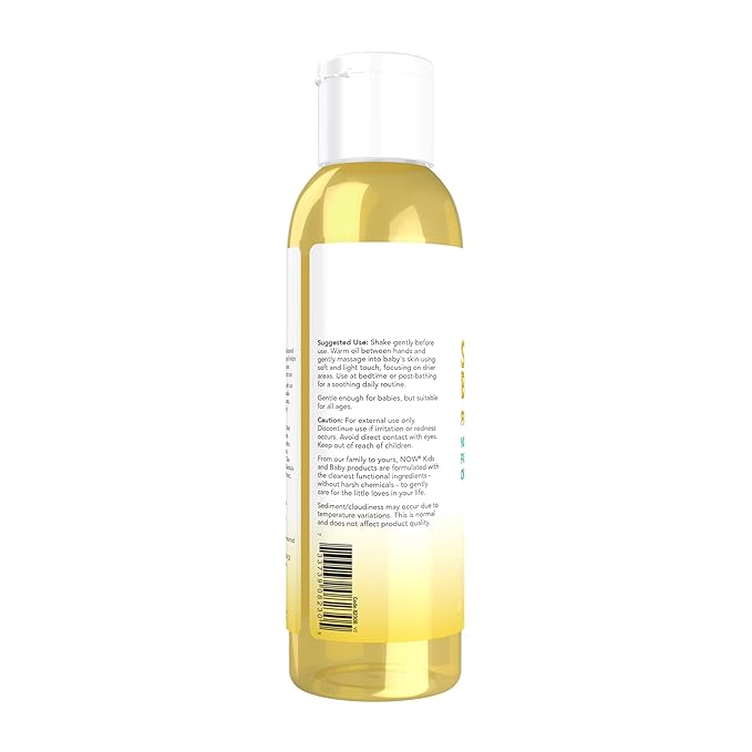 NOW Baby, Soothing Baby Oil, Fragrance Free, No Artificial Fragrance, Parabens, Phthalates, or Petrolatum, 4-Ounce - Bloomnest