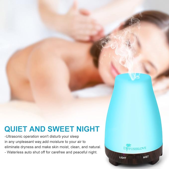 Diffuserlove Essential Oil Diffusers 200ML Remote Control Diffuser Mist Humidifiers BPA-Free Aromatherapy Diffuser (Black Base) Diffuserlove