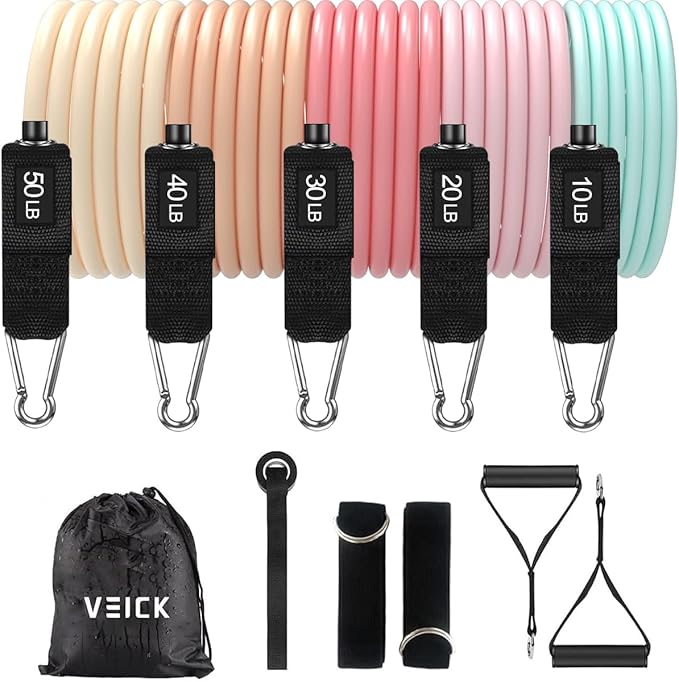 VEICK Resistance Bands, Exercise Bands, Workout Bands, Resistance Bands for Working Out with Handles for Men and Women, Exercising Bands for Fitness Weights Work Out at Home - Bloomnest