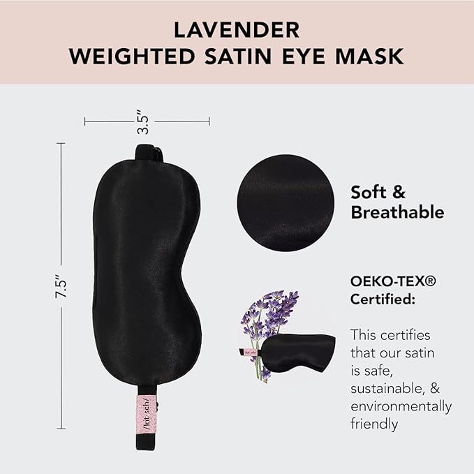 Kitsch Weighted Satin Sleep Mask - Weighted Eye Mask for Sleeping and Travel - Lavender Sleeping Mask for Women and Men - Light Blocking, Adjustable Strap, Ultra-Soft (4.1oz/116g) - Bloomnest