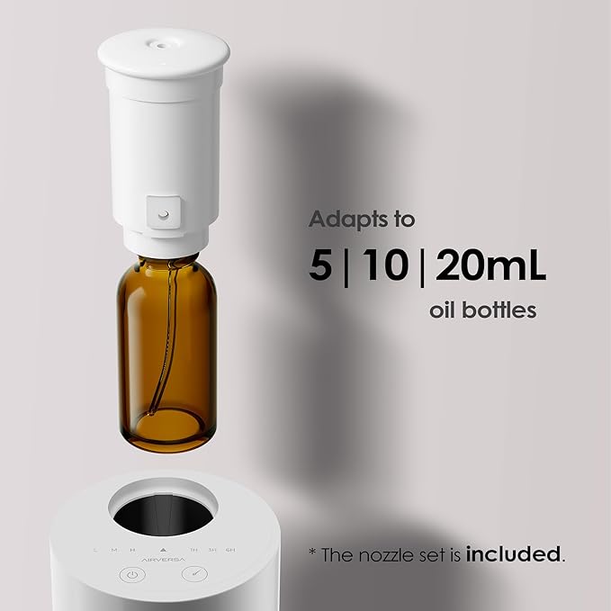 Waterless Diffuser for Essential Oil, Battery Operated Nebulizer, 0.7Fl.Oz./ 20mL Capacity, Mini Scent Air Machine, 3 Countdown Timers & 3 Mist Levels for Home, Room, Car, Office, AN6 Light Steel Blue - Bloomnest