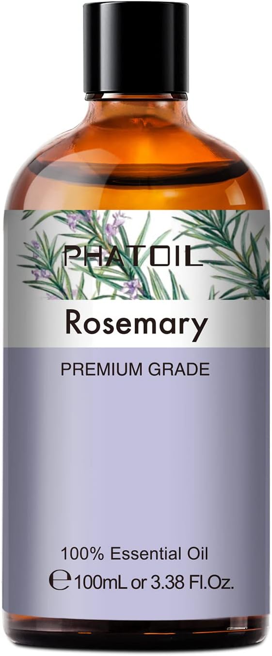 PHATOIL 3.38FL.OZ Rosemary Essential Oil, for Aromatherapy Diffusers, Humidifiers, Great for DIY Candle and Soap Making, Huge 100ML Bottle PHATOIL