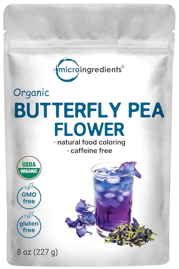 Micro Ingredients Organic Butterfly Pea Flower Tea, 8 oz (680+ Cups) | Loose Leaf Herbal Tea | Natural Blue & Purple Color | Rich in Antioxidants | Caffeine-Free, Non-GMO, No Sugar - Bloomnest
