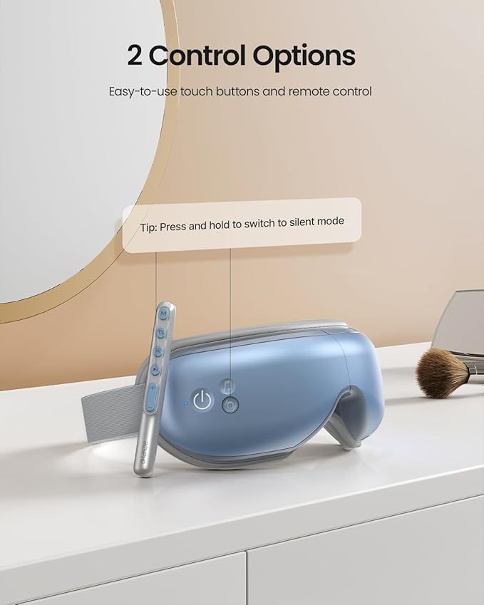 RENPHO Eye Massager with Heat, Birthday Valentines Day Gifts, Migraine Massager with Remote, Compression, Silent Mode, Bluetooth, Heated Sleep Mask for Strain Relief, Stye Eye, Improve Sleep RENPHO