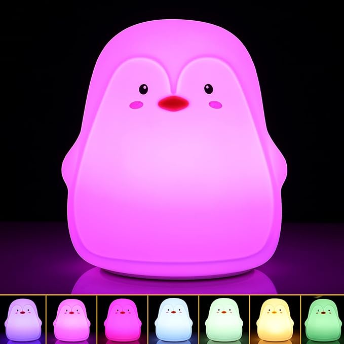 Tremdwoto Night Light for Kids, Penguin Silicone Nightlight Lamp, 7 Color Changing Nursery Night Light for Kids Bedroom, Super Gift for Boys Girls Toddler Children - Bloomnest