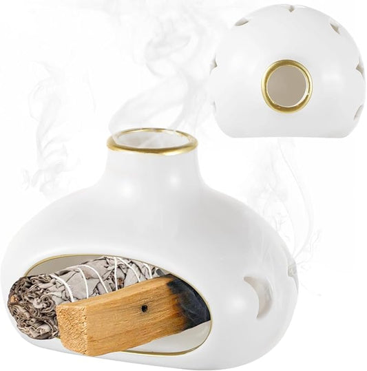 Palo Santo Sticks Holder Burner - Handcrafted Smudge Bowl for Meditation, Ash Catcher with Chimney, Sage Burner for Yoga, Home Decor - Bloomnest