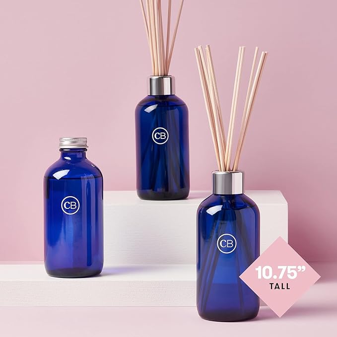 Capri Blue Aloha Orchid Reed Diffuser Set - Includes Reed Diffuser Sticks, Fragrance Oil, and Glass Bottle - Luxury Scented Room Fresheners - Cobalt Blue (8 fl oz) - Bloomnest