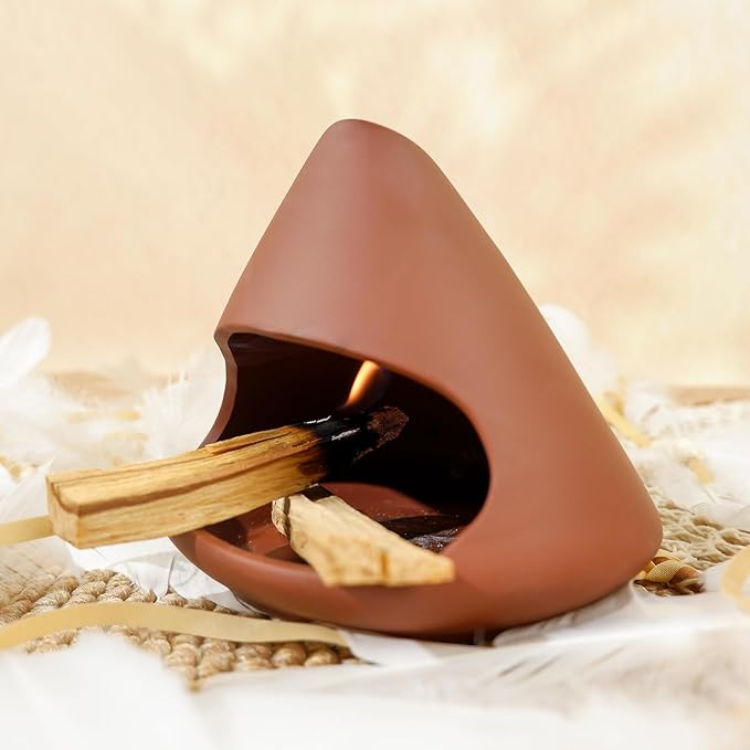 Terracotta Zongzi Palo Santo Holder–Elegant Sage Cone Incense Dish for Zen Meditation Altar, Energy Cleansing&Yoga Spa–Perfect for Mindfulness, Aromatherapy, Stress Relief&Spiritual Decor Gift MOUGIGI