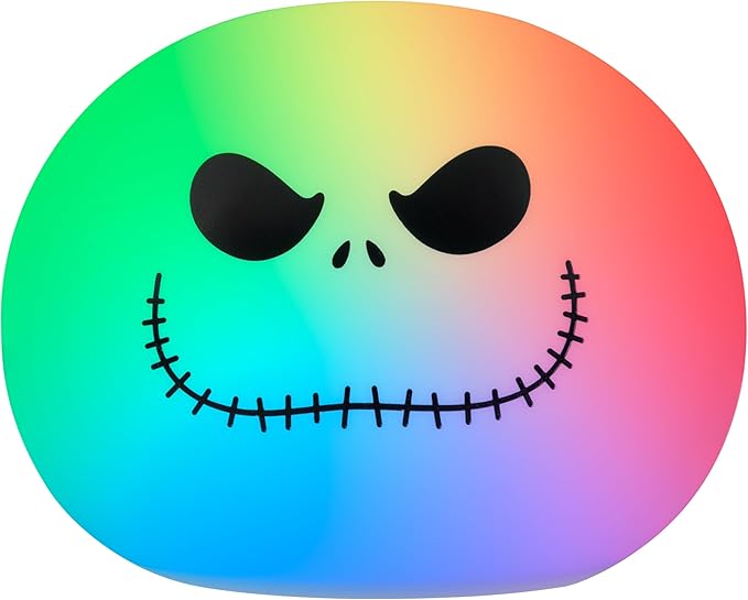 Disney Jack Skellington Squishy Light - Color-Changing Night Light for Kids & Adults, USB/Battery Operated Dimmable Lamp, Halloween & Christmas, Perfect for Bedroom, Playroom, Living Room (82503) - Bloomnest