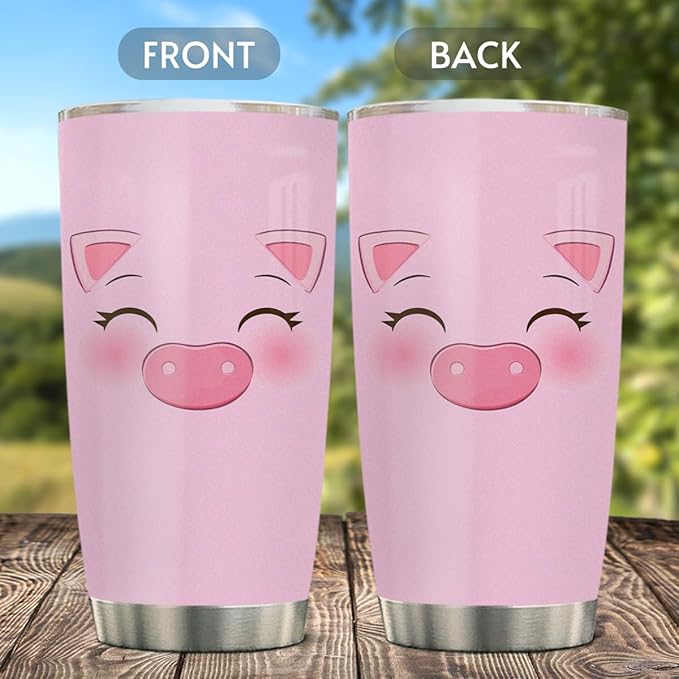 winorax Pig Tumbler for Pigs Face Tumblers Cup with Lid 20oz Travel Mugs Funny Gifts for Pig Animal Lovers Kids Women Girls Farmgirl Birthday Christmas Xmas Presents - Bloomnest