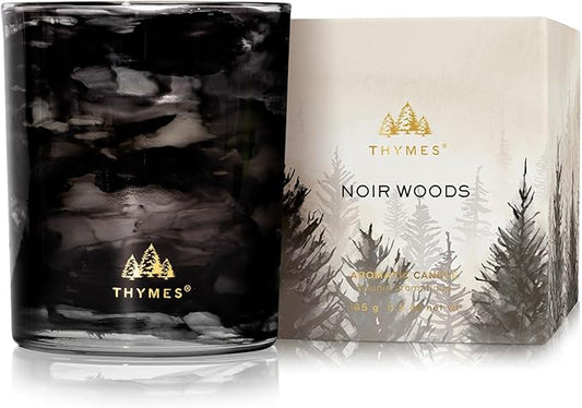 Thymes Noir Woods Scented Candles for Home Decor – Notes of Fresh Evergreen, Smoky Wood & Golden Amber – Luxury Home Fragrance Gifts for Women & Men – Burns Up to 40 Hrs (Boxed Votive Candle, 6.5 oz) - Bloomnest