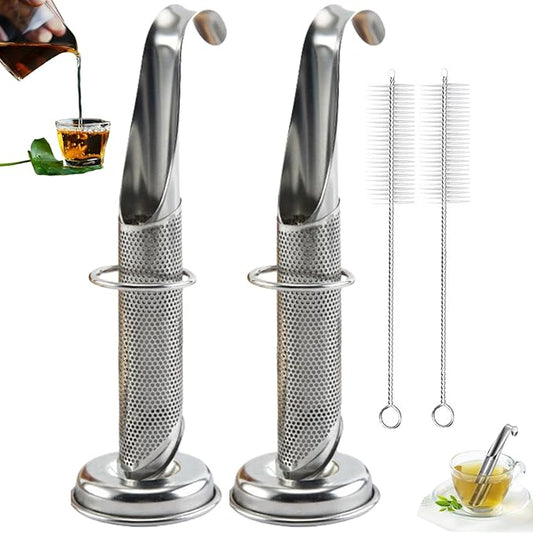 2 Sets Upgraded Version Tea Strainer, Tea Diffusers For Loose Tea，It Is Also Equipped With A Base And A Brush For Easy Placement，Tea Infuser For Loose Leaf Tea Applicable To Office, Home, Travel