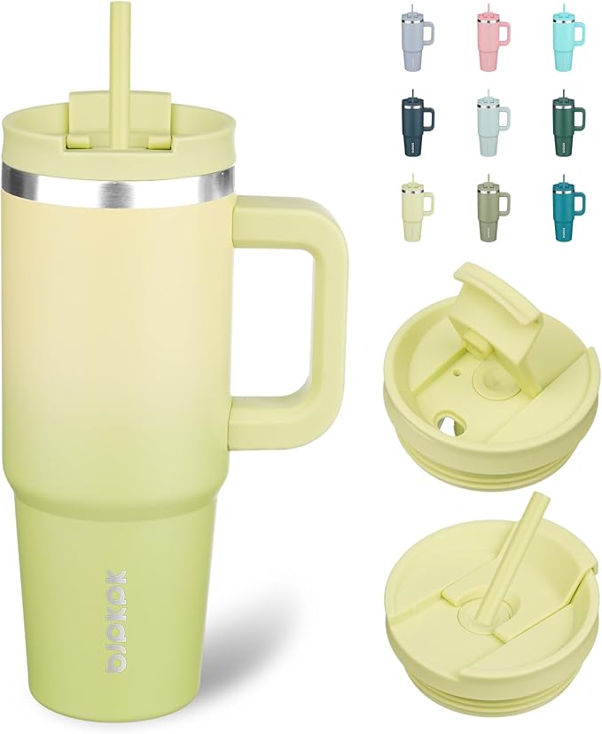 BJPKPK 30 oz Tumbler With Handle Insulated Tumblers With Lid And Straw Stainless Steel Thermal Cup,Lime - Bloomnest
