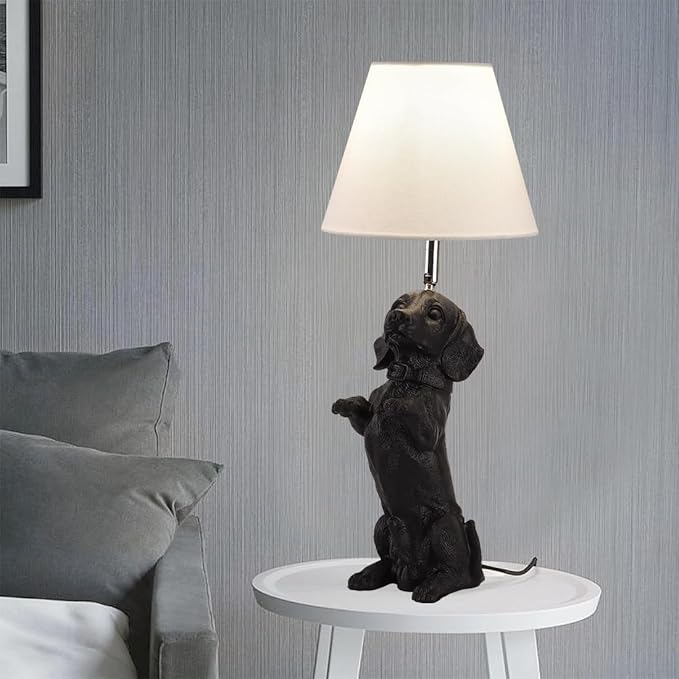 Black Dachshund Dog Table Lamp Creative Puppy Resin Desk Lamp Farmhouse Dachshund Pet Animals Nightstand Lamp for Bedroom Living Room Children’s Room Office Cafe - Bloomnest