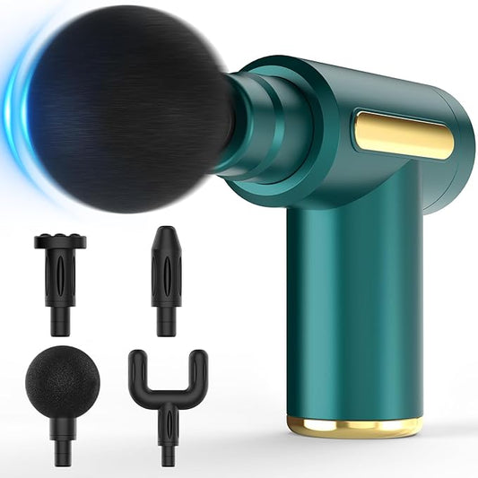 Massage Gun, Small Travel Tool, Massage Gun Deep Tissue,Percussion Handheld Portable Muscle Massager Tool for Full Body Pain Relief, Ideal Gifts for Men, Women(Green) - Bloomnest